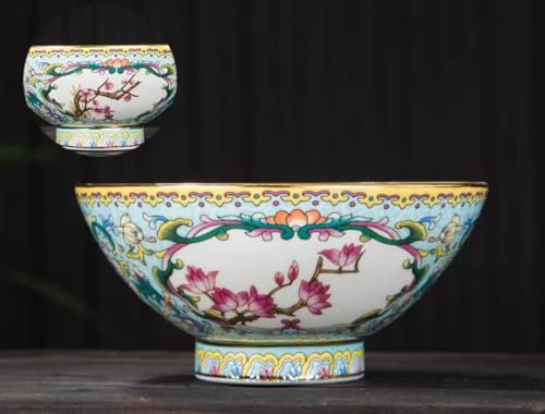 Keramikschale* Porzellan-Reisschüssel, Breischüssel, Suppenschüssel im chinesischen antiken Palaststil, 13 cm, 5 Zoll, Reisschüssel, hohes Aussehen, Netz, rote Reisschüssel, Haushaltskeramik, Emaille-