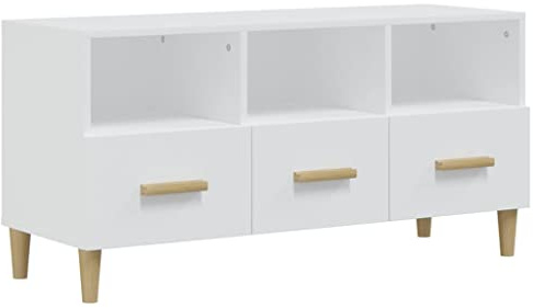 QZZCED Meuble TV - Meuble TV - Blanc brillant - 102 x 36 x 50 cm - Matériau du bois pour salon, chambre à coucher - Appareil de divertissement