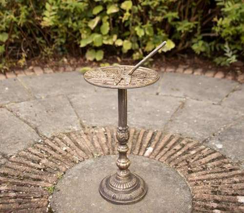 Cast Iron Bronzed Dragonfly Metal Sundial Decorative Vintage Sculpture Garden Ornate Ornament