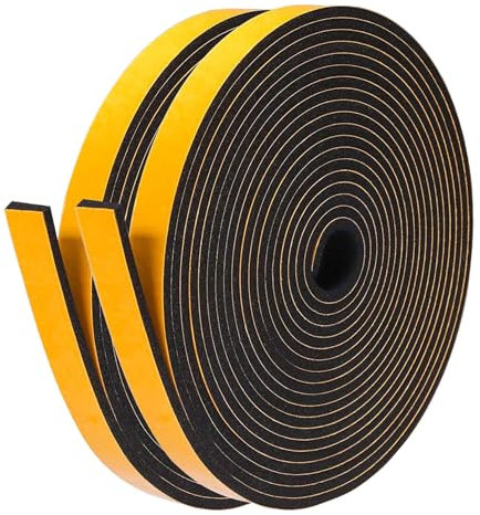 LIKERAINY Striscia di Tenuta in Gomma 7x1,5mm Striscia di Schiuma per Porte Guarnizioni Finestra Della Nastro Sigillante Anti-Collisione Autoadesivo Antivento Previene Rumori Nero 2 Rotoli 20 Metri