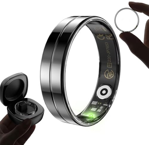 findtime Smart Ring Schmal Herren Damen Smartring Android Fitness Ring Damen SpO2 Schlaftracker Pulsmesser Schrittzähler IOS Fitnessring Aktivitätstracker Herzfrequenz Schwarz Gold Silber