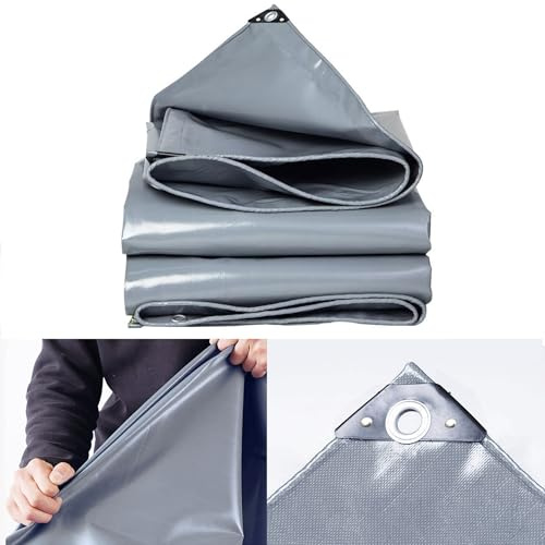 Telone Impermeabile 1x6 m 500g/m² telo impermeabile, con occhielli Impermeabile ​Telo di Protezione Pesante Antipioggia Copertura da Esterno PVC LXX94W, Grigio