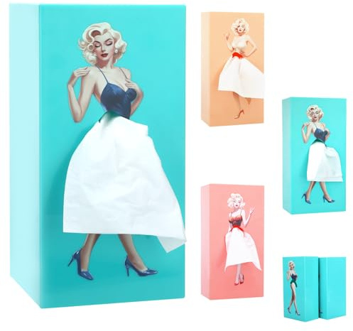 Dickblau Taschentuchbox mit Fliegendem Rock,Taschentuchbox mit Rock,KreativeTaschentuchbox,Charmant Retro MäDchen mit Kurzem RockTaschentüCher Box Geeignet für Schlafzimmer,Wohnzimmer,BüRo