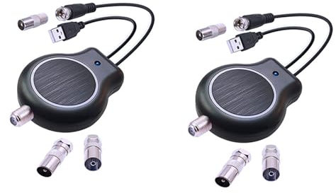 Lckiioy 2X Amplificador de Señal de Antena de TV Digital HDTV de Instalación Rápida para Exteriores O Interiores HD FM DVB Alimentado por USB 32DBI