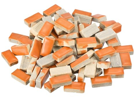 QUARKZMAN 200g Keramik-Mosaikfliesen für Bastelbedarf im Großhandel, Rechteckige orange Keramikfliesen für Mosaik-Kits Garten Trittplatten Cup Mat