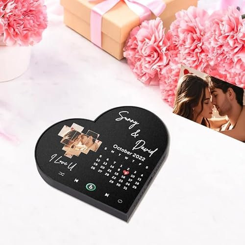 Personalisierter Spotify Fotomagnet Album Musik Kühlschrankmagnet Selbst Gestalten können Lieder Spielen Dekoration Heart Round Shape Fridge Magnets with Photo Built-in Music Gifts for Couples Lovers