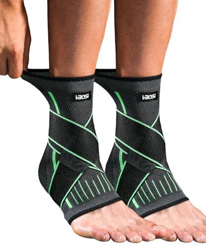 Kuzimua 2 stycken justerbart ankelbandage & ankelbandage, bandage fotled och fotbandage för plantar fasciit, hälsenan, sport | ortopedisk universell vänster/höger (2 x grön, XXL)