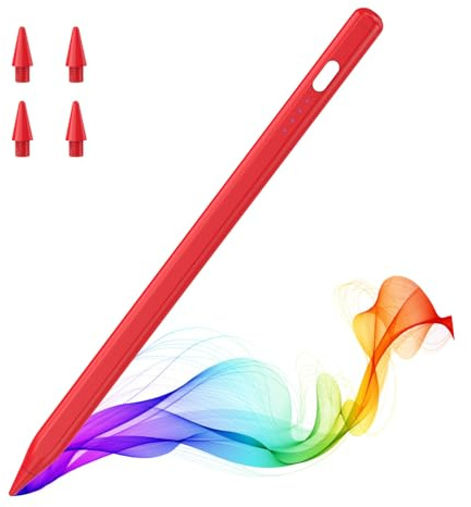 Moko Stift Für iPad (A16) 11./10. Gen, USB-C Schnellladen, Rot | Stylus Stift Für Apple iPad 2018-2026 11/10/9/8/7/6/A16,Mini 7-5,Air M4-M2 11/13/5/4/3,Pro 13/12.9/11,Neigung