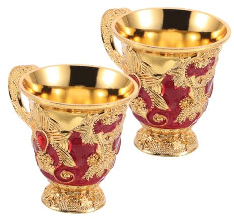 GLEAVI 2piezas Taza Purificadora De Agua Copa Real Relieve Floral Cáliz Medieval De Aleación De Zinc Copa De Vino Para Banquetes Decoración Medieval Para Fiestas