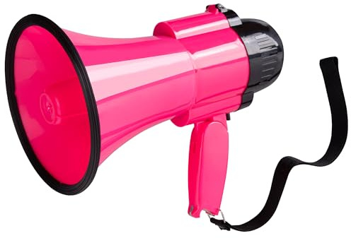 MyMealivos 30W Megaphone with Siren & 240s Record-Adjustable Vol Control Cover Up to 300 Feets Range Fit for Sport Games Cheerleading Coaches Event Organizers-Rose