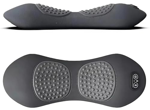 Smooth Spine Triple Fusion Back Massager with Traction, Vibration & Heat, 3 in 1 Verstellbares Lendenwirbelstützkissen mit Traktion und Wärme, Rückenmassagegerät für Unteren Rücken, Nacken (Schwarz)
