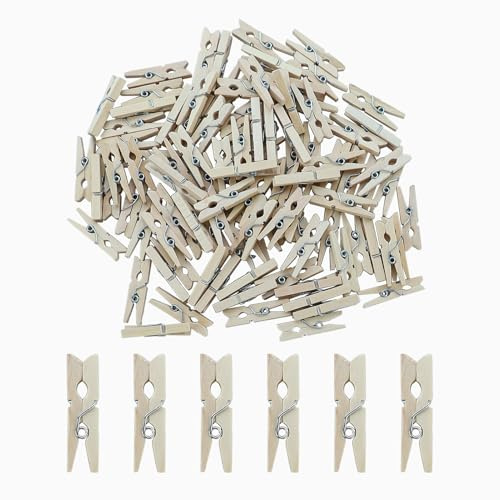 REBECCAHOWARD 110 Mini Mollette in Legno, 2,5 cm, Decorative, Robuste, Ecologiche