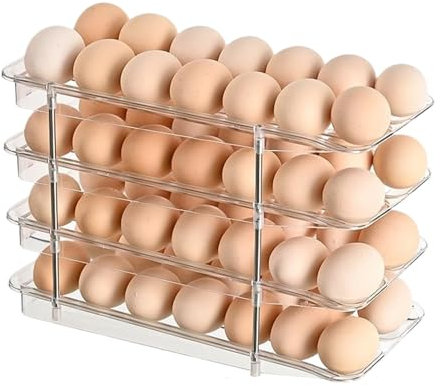 Scatola per uova – Contenitore rimovibile per frigorifero – organizzatore di immagazzinaggio in grande scatola trasparente a 4 livelli, per stoccaggio e organizzazione con