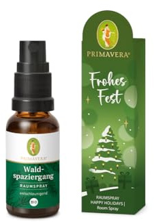 PRIMAVERA Geschenkanhänger Frohes Fest - Geschenkanhänger mit Mini Waldspaziergang Raumspray bio - Riesentanne bio, Fichtennadeln bio, Vetiver - vegan