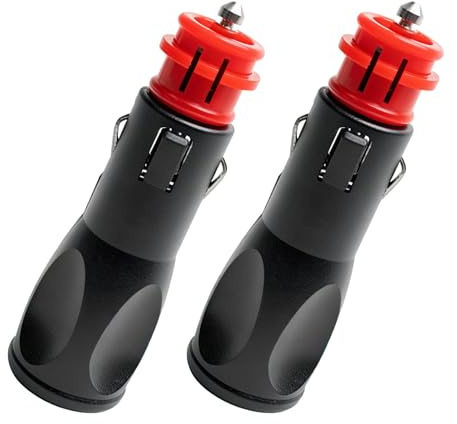 2 Pezzi Presa Accendisigari Maschio, Spinotto Accendisigari 12V 24V, Spine Maschio Universali con Fusibile 10A Sostituibile, Connettori Adattatori Auto in Rame per Caricabatterie, Aspirapolvere