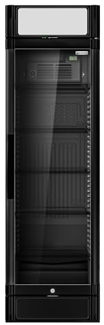 GGM Gastro Commercial Upright Drinks Display Fridge - 347 l - ECO - Type G plug - with 1 glass door & advertising display Lockable