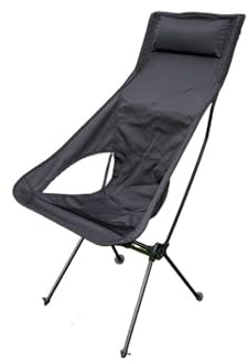 Silla de Camping portátil for Exteriores, Tela Oxford, Plegable, con Asiento Alargado for Pesca, Barbacoa, Festival, Picnic y Playa(Black)