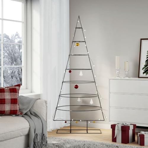 Festnight Weihnachtsbaum Metall Tannenbaum Gestell Schwarz 180 cm Christbaum Metallgestell Metallbaum für Zierschmuck Tannenbaum Ständer Weihnachten DIY Weihnachtsschmuck Weihnachtsdeko