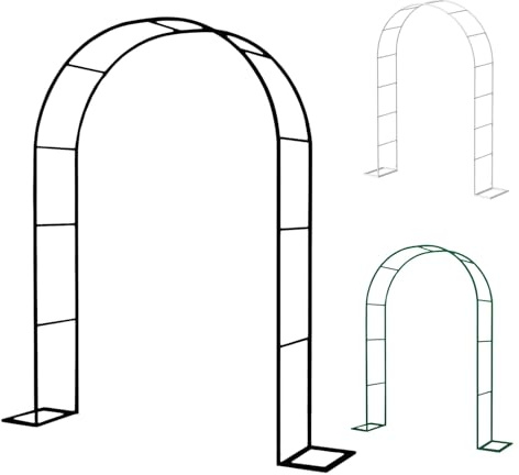 Pergola da giardino in metallo resistente alla ruggine per piante rampicanti, elegante arco in ferro battuto, pergolato per matrimoni all'aperto, 280 x 220 cm, colore nero, decorazione da giardino
