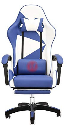 DFGHNBVC Sedia da Ufficio Reclinabile con Poggiapiedi, Ergonomica, per Giochi di E-Sport, con Schienale Alto, per Computer, con Poggiatesta E Supporto Lombare, Rosa E Bianco, Blu E Bianco