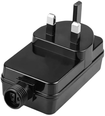 12V 2A 24W Waterproof Transformer Plug Outdoor for Garden Spike Lights, Christmas & Fairy Lights Power Supply Adapter for Xmas Decorations, Low Voltage LED Lighting and Seasonal Displays
