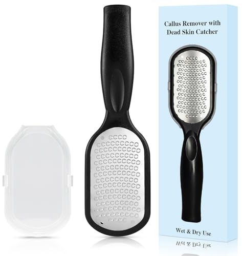Foot File Callus Remover for Feet with Dead Skin Catcher Foot Files for Hard Skin Remover Wet & Dry Use High-Performance Scraper Heel Scraper Foot Scraper Foot Scrubber
