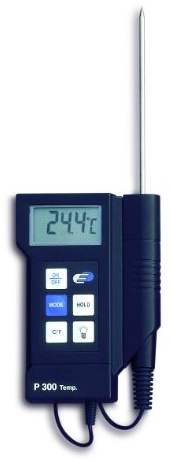 TFA Dostmann Profi-Digitalthermometer P300, 31.1020, mit Einstichfühler, großes beleuchtetes Display, Hold-, Max.-Min Funktion, gemäß HACCP + EN13485, schwarz