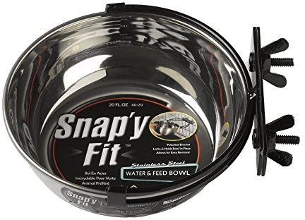 MidWest Homes for Pets Snap'y Fit Stainless Steel Food or Water Bowl, Holds 591 ml, Mounts to Wire Crates, No-Tip Design, Rust-Resistant, For Small Dogs and Cats