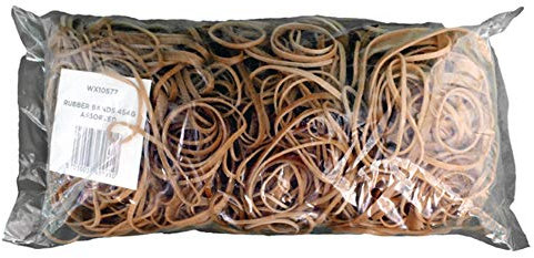 White Box Rubber 454G Bands - Assorted sizes,brown