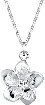 Elli Collier pour Femme avec Pendentif Fleur de frangipanier Moderne en Argent Sterling 925, 450, Cristal