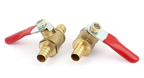 sourcing map 2 Stück Kugelhahn Wasser Kraftstoffleitung Absperrventil, 8mm Schlauchtülle auf 8mm Schlauchtülle, Schlauchverschraubungen, 180 Grad Bediengriff, Messingventil