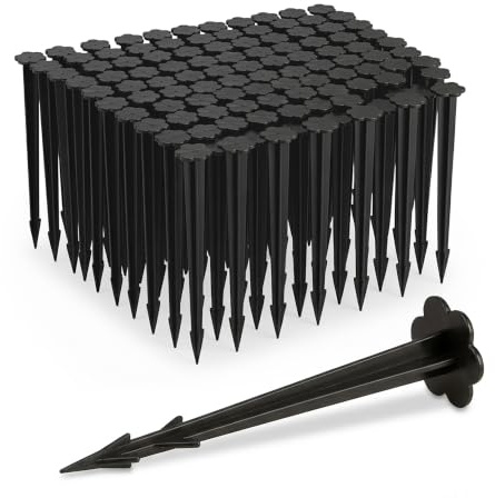 Relaxdays Erdnägel Kunststoff 11cm, 100er Set Bodenanker, Gartenvlies Befestigung, je 11,5 cm lang, schwarz | Gartenvlies Befestigung, je 11,5 cm lang