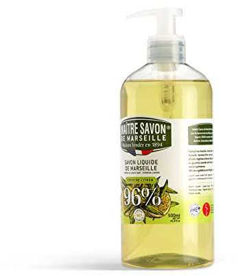 Maître Savon de Marseille - Savon de Marseille liquide VERVEINE-CITRON - 500ml. 96% d'origine naturelle