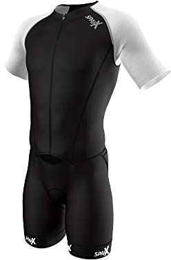 Sparx Mens Elite Aerosuit Triathlon Suit Mens Short Sleeve Tri Suit Skinsuit (Black, Medium)