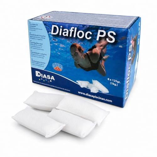 DIASA INDUSTRIAL Floculante Clarificante para Piscinas en bolsitas DIAFLOC PS 1 KG - 8 saquitos de 125 Gramos