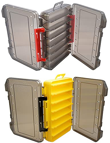 Cajas para Aparejos de Pesca, 2 piezas Doble Cara Caja de Almacenamiento de Pesca, Estuche de Pesca con Compartimentos, Caja de Cebos para Pescar,Ideal para Almacenar Señuelos de Pesca,19,5*13,5*3,7cm