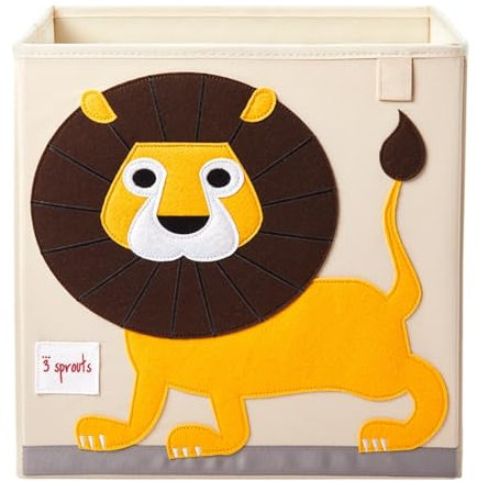3 Sprouts - Boite Rangement Enfant - Cube de Rangement Tissu pour Jouets et Accessoires - Bac/Caisse Rangement Enfant - Boite Rangement Jouet - Idéal pour Enfants et Bébé - Lion