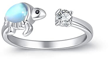 Mondstein Ring Keltischer Knoten/Meerjungfrau/Snake Ring 925 Sterling Silber Herz Mondstein Ring Verstellbare Ringe Damen Schmuck Geschenk für Frauen Mädchen