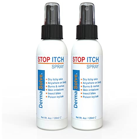 Dermasolve Stop Itch Spray with 100% Organic Neem Oil, Scalp and Body Psoriasis Relief, Dry Skin, Bites, Sunburn, Burns and Rashes