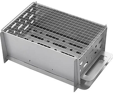 Charcoal Grill Barbecue Grill Stainless Steel BBQ Smoker Barbecue for Outdoor Cooking Camping Hiking Picnics Patio Backyard,Silver,S