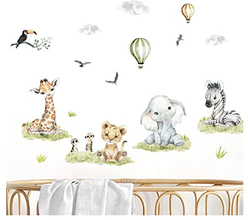 Little Deco Väggdekal, väggklistermärke, barnrum, flicka, pojkar, baby, safari, djur, väggklistermärke, lejon, zebra, lekrum, väggdekoration, babyrum, väggbild, barn, DL893-2