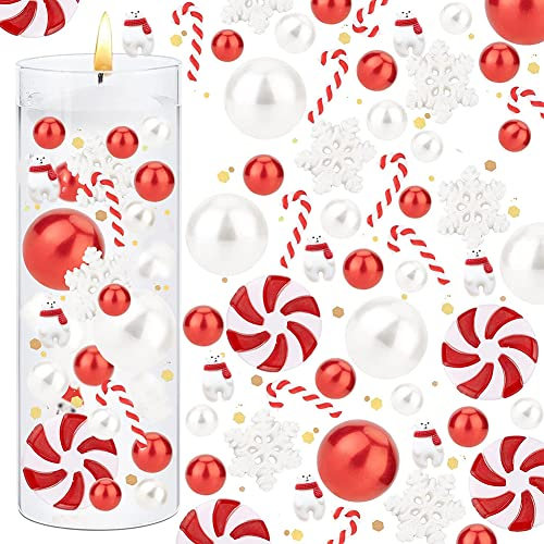 Schwimmende Vase, Perlen, Weihnachtsvase, Dekoration, Hochzeitstischdekoration, inklusive transparenter Wassergel-Vasenfüllung, Partydekoration, DIY-Weihnachtskerzen, Handwerkspaket, 5 Stück