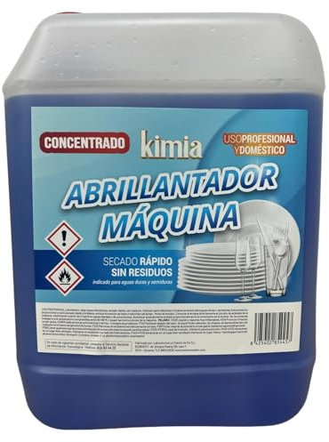 KIMIA - Abrillantador para Lavavajillas 5L | para Máquina | Secado Rápido y Brillo Impecable | Fórmula Profesional | Elimina Residuos y Evita Marcas de Agua | Uso Doméstico e Industrial