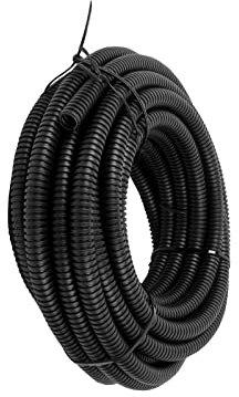 Uotyle Flexible Conduit 5M Corrugated Plastic Tube PP Pond Hose Black Conduit Pipe Non-Split Flame Retardant Bellow for Cable Wire Protection (OD21.2mm x ID17mm)
