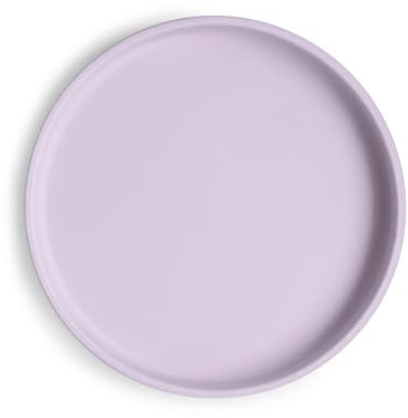 Mushie Klassisk Silikontallrik med Sugkopp | Halkfri Silikontallrik Baby | Indelad Tallrik för Bebisar och Småbarn | Material: Livsmedelsgodkänd Silikon | Diskmaskin- och Mikrovågssäker | Soft Lilac