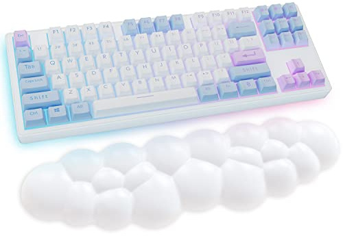 Sushret Cloud Wrist Rest Keyboard, Blue Cloud Palm Rest with PU Leather Memory Foam Cute Keyboard Rest for Wrist Support and Arm Rest, Desk Cloud Wrist Pad for PC Gaming/Hand Cushion/Computer/Office