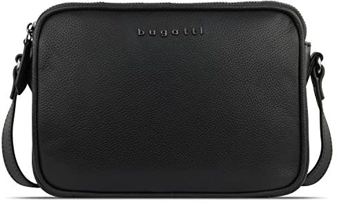 bugatti Bella kleine Schultertasche mit Reißverschluss, Damen-Umhängetasche in schwarz