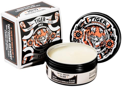 Butter zum Tätowieren Tiger Spit - Ersatz Vaseline Tattoo - Professionelle Butter, Anti-Rötung und Schwellungen zur Verwendung während der Tätowierung - Vegan und Bio - 200 ml