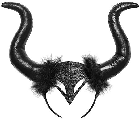 nezababy Maleficent Hörner Kopfschmuck Mädchen Hexenkostüm Böses Stirnband Frauen Gothic Teufel Kopfschmuck für Halloween Zubehör (maleficent hörner, One Size)