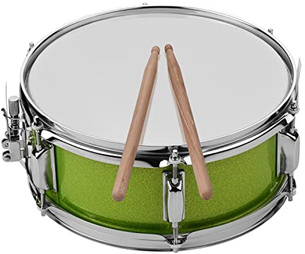 Btuty 30,5 cm (12 Zoll) Snaredrumfell mit Drumsticks Schultergurt Schlagzeugschlüssel für Schülerband (Grün)